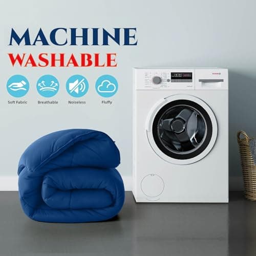 Yuncojin Down Alternative Comforter Twin Size,Soft Fluffy Duvet Insert for All Seasons,Lightweight Winter Bed Quilt,Skin Friendly,Navy Blue,68"x90" - Thumbnail 5