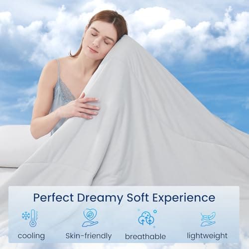 Topcee Cooling Comforter 60"x90"-Cooling Blanket Everlasting Cold Touch for Hot Sleepers-Q-max 0.35 Double-Sided Lightweight Design Summer Ice Blanket for Night Sweats-Grey Twin - Thumbnail 3