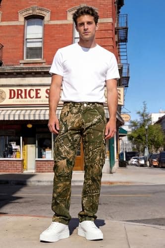 GINGTTO Mens Camo Pants Hunting Regular Fit Cargo Pants for Men with Pockets 28W×30L - Thumbnail 3