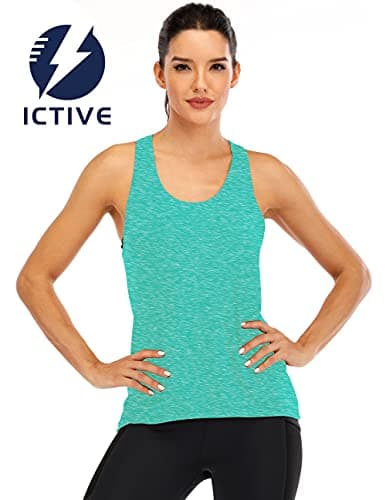 ICTIVE Womens Cross Backless Workout Tops for Women Racerback Tank Tops Open Back Running Tank Tops Muscle Tank Yoga Shirts Workout Tank Tops for Women Yoga Tops Active Tanks Light Green XXL - Thumbnail 2