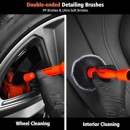 YeewayVeh 4PCS Car Wheel Cleaning Kit, 2-Size Bendable Microfiber Wool Wheel Brush Set, Tire Brush, Double-Ended Detailing Brush, Soft Non-Metallic Rim Cleaner Brushes for All Wheel Types - Thumbnail 6