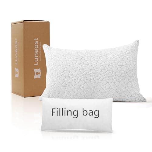 Luneast Memory Foam Pillows for Sleeping Adjustable Bamboo Blend Breathable Bed Pillow for Side, Back, and Stomach Sleepers Washable Pillow Cover Dream Cloud Queen Size 18X28 in - Image 1