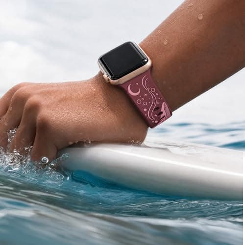 HATILP Whale Engraved Band Compatible with Apple Watch 38/40/41/42mm, Two-Layer Sculpted Ocean Design Soft Silicone Strap for Women, Series 11 10 SE Ultra 9 8 7 6 5 4 3 2 1 - Thumbnail 6