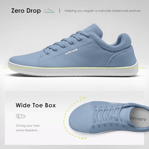 AIRHAS Womens Minimalist Barefoot Shoes Zero Drop Wide Toe Box Shoes Lightweight Casual Fashion Sneakers for Women(Light Blue,7.5 - Thumbnail 3