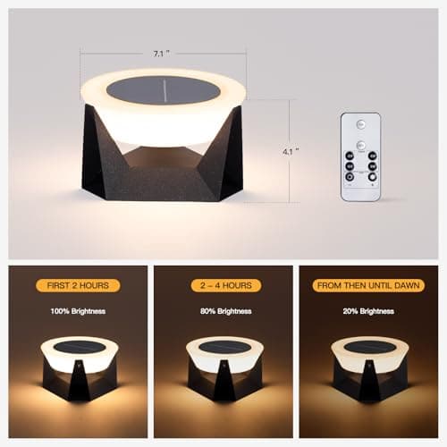 MVBT 7.1" Solar Post Lights, Round Pillar Lights Outdoor Waterproof, Modern Solar Lamp Post Light, 3000K LED Solar Column Lights, Dusk to Dawn Lantern Column Lamp for Yard Garden Fence Deck Lighting - Thumbnail 3