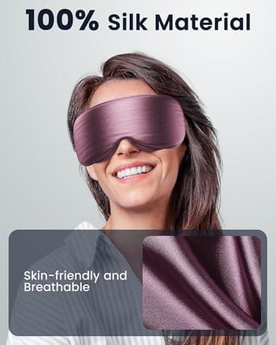 Eye Mask - Sleep Mask for Women & Men, Eye Relief, Improved Sleep, Washable and Travel (Purple & Black) - Thumbnail 3