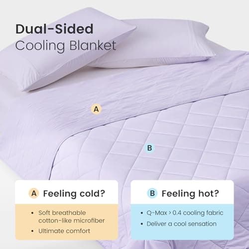 Cozy Bliss Cooling Throw Blanket for Hot Sleepers 50"x70", Q-Max 0.4 Cooling Comfort, Cold Blankets for Night Sweats Sleeping, Ultra-Cool Lightweight Breathable Summer Blanket for Couch Bed, Purple - Thumbnail 2