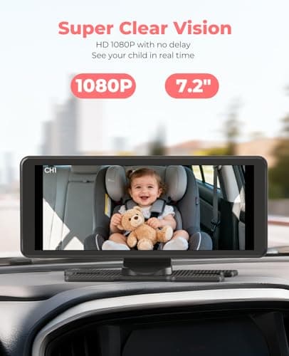 LUCKVIEW BM5PRO 7.2" Dual Camera Baby Monitor, 1080P HD Display for 2 Kids, Night Vision, Easy Install Car Baby Monitor, Ideal Gift, Rear Seat Safety for Babies & Pets - Thumbnail 4
