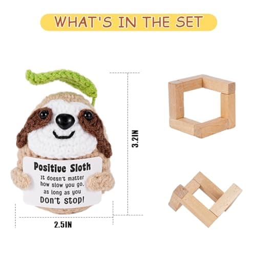 Gifts for Him Her, Positive Crochet Animals,Card Conten: Positive Sloth, It Doesn't Matter How Slow You Go, As Long As You Don't Stop! Encouragement Gifts for Women Men - Thumbnail 2