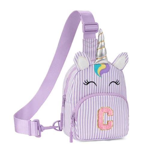 Viverte Birthday Gifts for Girls Small Sling Bag Personalized Initial Fanny Pack Cute Letter Crossbody Bag Purse for Girls(Lavender-C) - Image 1