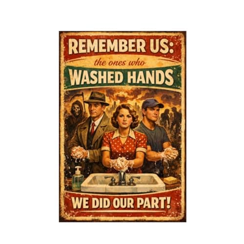 Remember Us The Ones Who Washed Hands Vintage Metal Tin Sign 8x12 Inch Retro Wall Decor Handwashing Humor Rustic Plaque for Bathroom Kitchen Office Home with Pre Drilled Holes Laundry Room Entryway - Image 1