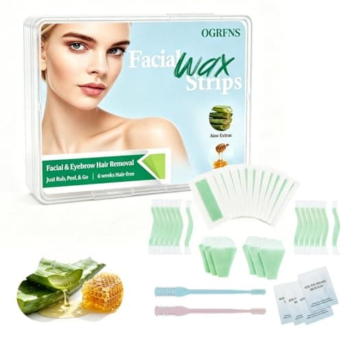 64PCS Face Wax Strips for Women – Facial Waxing Kit for Eyebrow, Upper Lip & Chin, Cold Wax Strips for Face with Calming Oil, No-Mess Easy Waxing for Beginners - Image 1