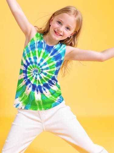 Kids Tie Dye Tank Tops Boys Girls Sleeveless Shirt Toddler Boys Tank Tops Rainbow Tie Dye Shirt Summer Casual Outfits - Thumbnail 3