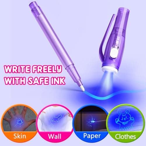 JIMMIDDA Invisible Ink Pen Spy Game for Kids, Party Favors Toys for Girls Boys, Magic Markers for Boys Girls Fun Outdoor Toys, Birthday for 6-13 Year Old Girls Boys (24PCS+Black Notebooks) - Thumbnail 2