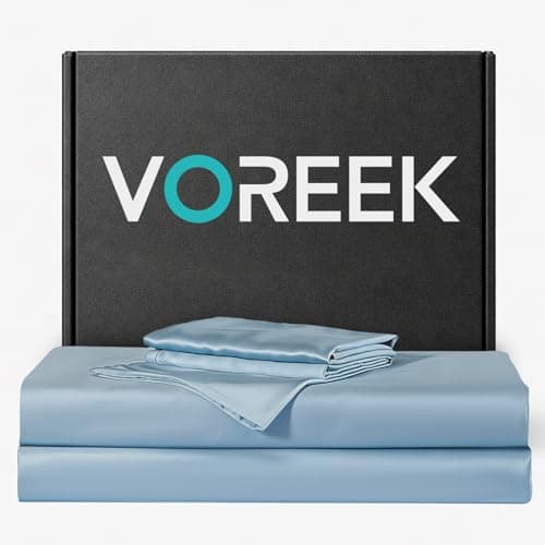 Silver Infused Bed Sheets - 20% Silk Blend Ultra-Soft Temperature-Regulating Fabric with Self-Cleaning that Stays Fresh 3X Longer for Hygienic Sleep (Light Blue, CK) - Image 1