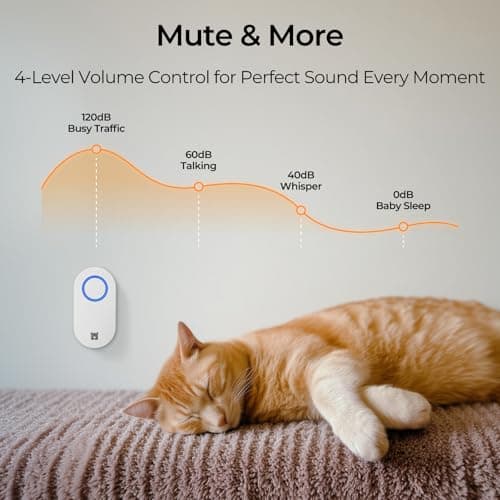 No Battery Needed Wireless Doorbell, Waterproof Door Bell with 600ft Range, 60 Adjustable Chimes, 4 Volume Level Modes from 0dB to 100dB, Classroom,Home,Office,Hospital,Warehouse - Thumbnail 5