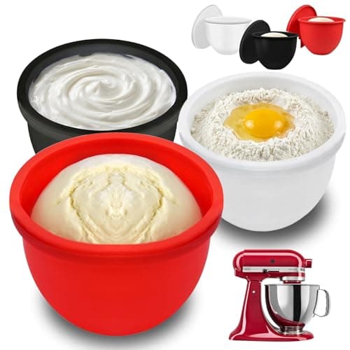 GuanQiao Silicone Bowl Liners for 5 Qt KitchenAid Mixers, 3 Liners with Lids - Image 1