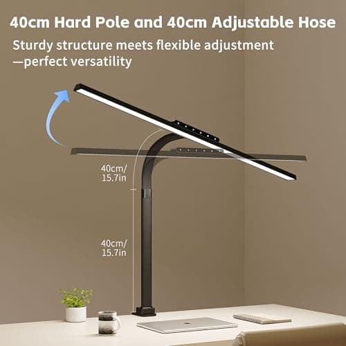 Architect Desk Lamp with Clamp, Eye-Caring Clip on Desk Lights for Home Office, Touch Control Dimmable LED Computer Light with Color Changing, 24W Bright Desktop Lamp for Drawing Crafts, Black - Thumbnail 5