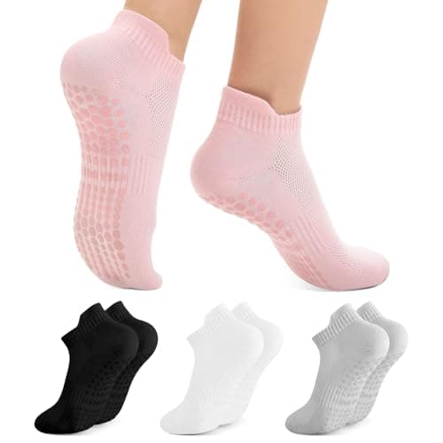 Walifrey Grip Pilates Socks, Yoga Socks with Grips for Women Non Slip (Black/White/Grey) - Image 1