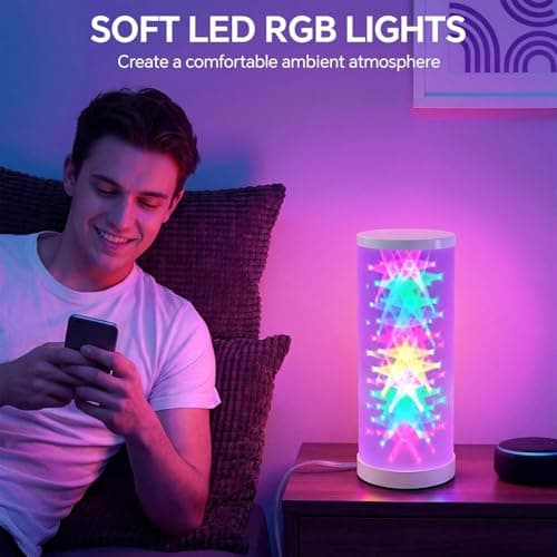WORLD WIN Prism Glow RGB Table Lamp - Smart Color Changing Night Light for Bedroom, Living Room & Gaming Setup, 16 Million DIY Colors, App Control Lamp for Home Desk Decor (Christmas Tree, White) - Thumbnail 3