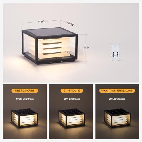 MVBT 11.8'' Solar Post Lights Outdoor, Glass Solar Pillar Lights Outdoor - Thumbnail 6