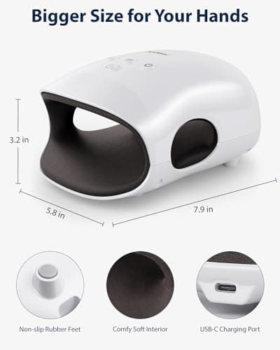 CINCOM Cordless Hand Massager with Heat and Compression, White - Thumbnail 6