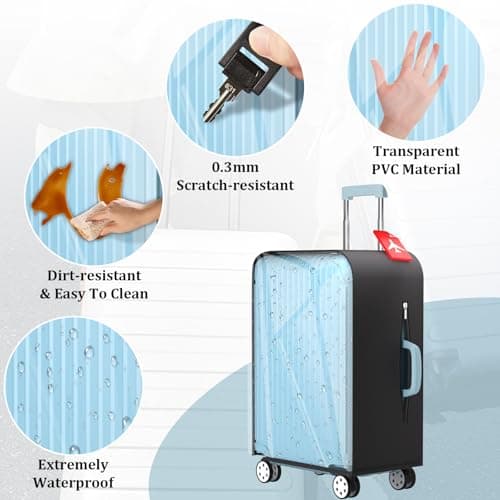 YHOUSE Clear Luggage Cover Protector For Suitcase, PVC Waterproof Suitcase Cover Protector Fit 30-32 Inch Luggage - Thumbnail 4