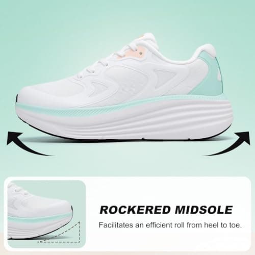 ALEADER Womens Running Shoes, Womens White Sneakers, Tennis Walking Shoes, Nurse Shoes White/Aqua Size 10 - Thumbnail 5