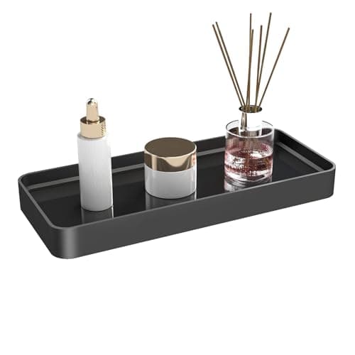 YUMORE Bathroom Organizer Countertop, Counter Organizer for Bathroom Decor, Tempered Glass Shelf for Vanity Storage, Makeup Tray for Perfume Skincare Bedroom Kitchen Corner(1 Tier- Pro) - Image 1