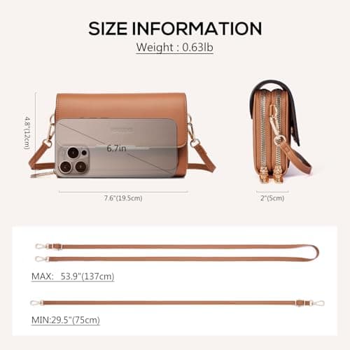 Roulens Small Crossbody Bag for Women,Cell Phone Purse Women's Shoulder Handbags Wallet Purse with Credit Card Slots - Thumbnail 6