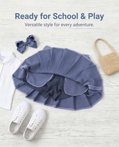Pleated Skort for Girls School Uniform Skirts A-Line Blue Tennis Skorts - Thumbnail 5