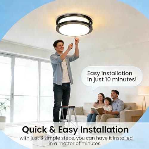 Drosbey 32W Dimmable LED Ceiling Light Fixture, Flush Mount Ceiling Lights for Kitchen, Bathroom, Bedroom, Hallway, 2700K/3000K/3500K/4000K/5000K Adjustable, 400W Equivalent, UL Listed - Thumbnail 4