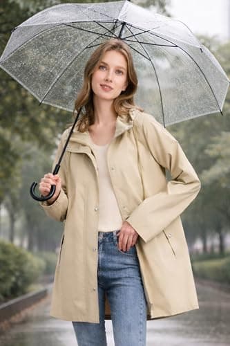 Orolay Trench Coat Women Waterproof Hooded Rain Jacket Lightweight Packable Raincoat for Hiking Travel Outdoor - Thumbnail 2