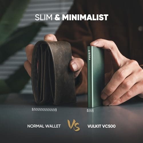 VULKIT Slim Minimalist Card Wallet, Aluminum POP UP Credit Card Holder RFID Blocking, Green - Thumbnail 3