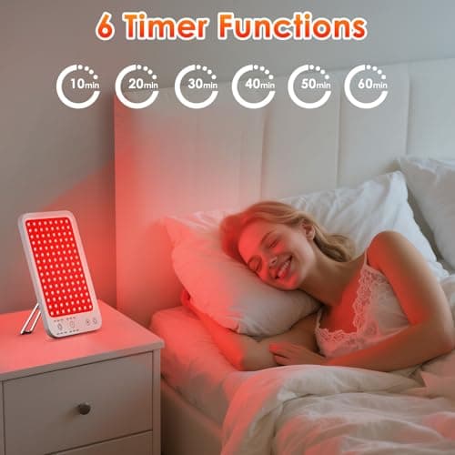 Red Light Therapy for Face Body, Red Light Panel with Adjustable Stand, 660nm and 850nm Near Infrared Therapy Lamp with 3 Modes, 6 Adjustable Brightness and Timer, Home and Travel Use,Gift for Women - Thumbnail 5