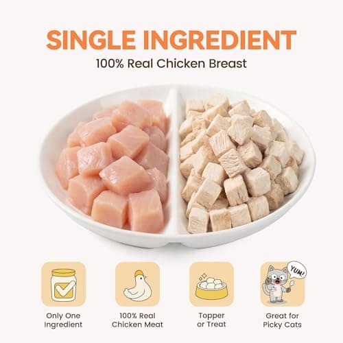 Heckin Yum Freeze Dried Chicken Cat & Dog Treats, Single Ingredient, Healthy Cat Snacks & Food Toppers for Picky Cats, 4 oz - Thumbnail 2