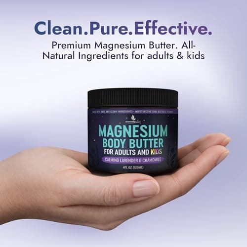 Magnesium Butter for Adults & Kids 4oz - Natural Magnesium Lotion for Sleep - Topical Cream for Leg Cramps - Muscle Relaxation Cream with Shea Butter & Vitamin E - Thumbnail 5