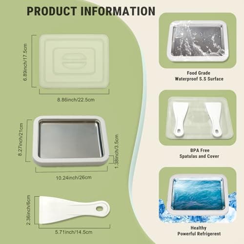 Rolled Ice Cream Maker with Lid and 2 Spatulas, At-Home DIY Instant Rolled Ice Cream Tray for Soft Serve, Slushies, Frozen Yogurt, Sashimi Plate, for Fun Family Activities, DIY Parent-Child Time - Thumbnail 2