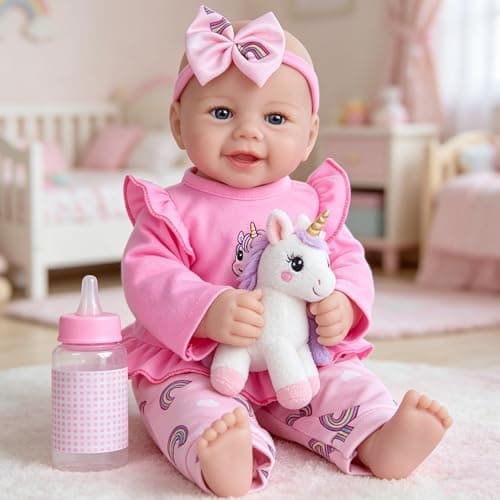 Milidool Reborn Baby Doll Girl, 17 inch Realistic Soft Body Baby Doll Real Life Cute Baby with Accessories for 3+ Year Old Christmas Birthday Gifts - Thumbnail 3