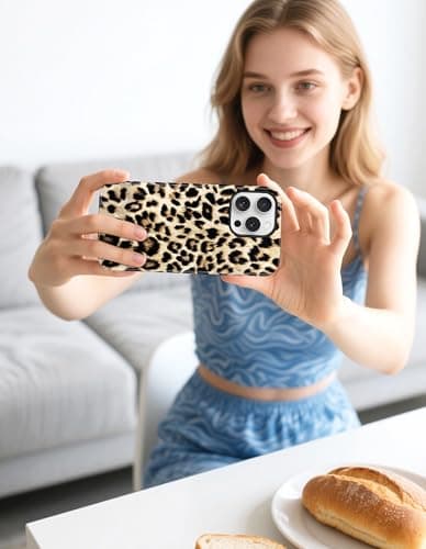 Aitipy Magnetic Cheetah Phone Case for iPhone 14 Plus, Compatible with MagSafe, Cute Aesthetic White Leopard Print Soft TPU and Hard PC Shockproof Protective Phone Cover for Women Girls - Thumbnail 6