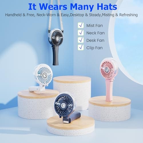 HandFan Upgraded Handheld Misting Fan, Two Button Easy Operation, Rechargeable Portable Mister Fan, Spray Water Mist Fans, Mini Electric Cooling Fans for Travel, Outdoors, Disney(Royal Blue) - Thumbnail 4