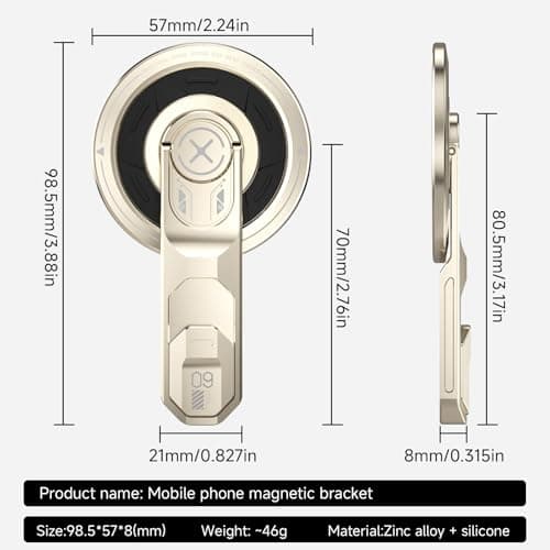 360° rotating magnetic phone holder, made of aluminum alloy, lightweight and portabl, with a press-type buckle design for an ultra-thin stand, suitable for all smartphones including iPhone and Samsung - Thumbnail 2