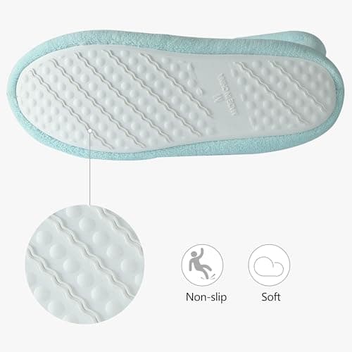 Slipper Boots, Forfoot Womens Winter Booties Slippers Coral Fleece Cozy Slip On Floor House Indoor Shoes Light Blue Non Slip Boot Slippers Size 7-8 - Thumbnail 4