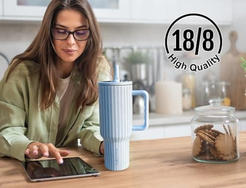 DLOCCOLD 40 oz Tumbler with Handle and Flip Straw, 100% Leak Resistant Leak-Proof Tumbler with Lid and Straw, Insulated Stainless Steel Travel Coffee Mug, Keeps Cold or Hot, Car Cupholder Friendly - Thumbnail 6