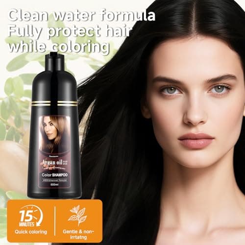 Natural Black Hair Color Dye Shampoo 3-in-1, Covers Gray Hair Fast with Long-Lasting Color, Rich Plant-Based Formula Repairs Damaged Hair, Gentle on Scalp for At-Home Use for Men & Women, 16.90 Fl Oz - Thumbnail 4