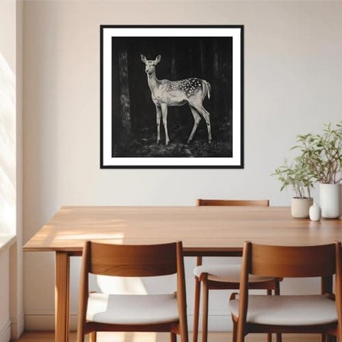 Moonow7 Graceful Deer Wall Art Prints, Forest Wildlife Posters, Elegant Nature Decoration, Living Room Artwork, Bedroom Wall Accents, Rustic Home Aesthetic, Unframed Size 30x30 cm / 12x12″ - Thumbnail 6