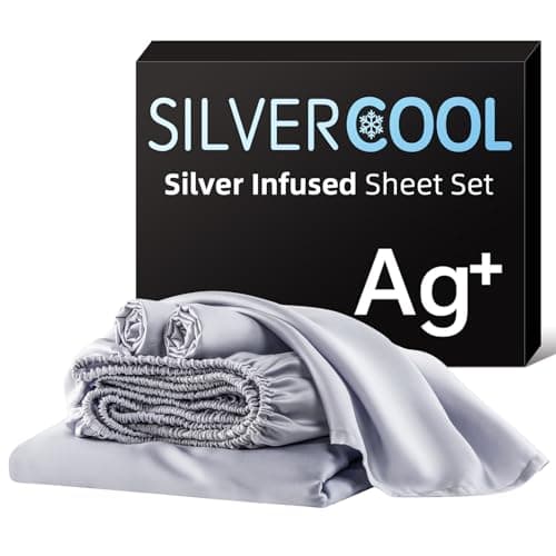 Silver Infused Bed Sheets, Cooling Sheets 3X Self-Cleaning with Mulberry Silk & Viscose Derived from Bamboo, Natural & Anti-Odor, Hypoallergenic Bedding For Hot Sleepers & Sensitive Skin - CK Set - Image 1