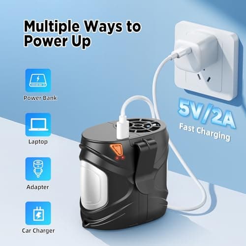 Clip On Portable Waist Fan, 6000mAh Rechargeable Wearable Belt Fan with 6 Speeds, 16000RPM Strong Airflow, Max 31H Runtime, Hands Free Personal Cooler, Ideal Gifts for Men, Jobsite, Camping & Outdoor - Thumbnail 4