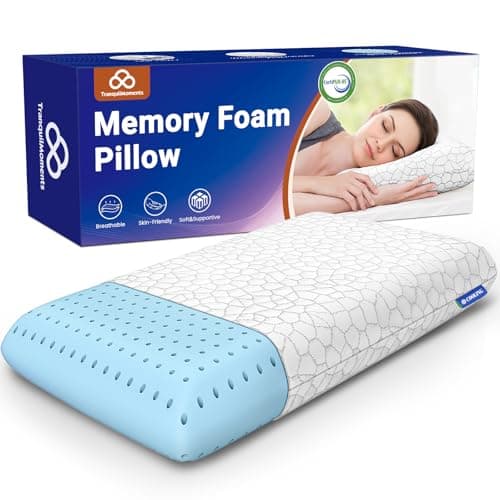 TranquilMoments Memory Foam Pillows, Bed Pillow, Bed Pillow for Side, Back and Stomach Sleepers, Neck Pillow for Sleeping with Removable and Machine Washable Cover, King Size (1 Pack)