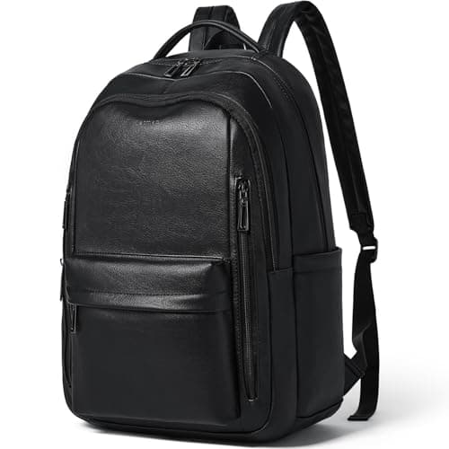 LATMAP Backpack Purse for Women Men Faux Leather Backpack, Travel Work Laptop Back Pack Teacher Bookbag fits 15.6" Laptop, Black - Image 1